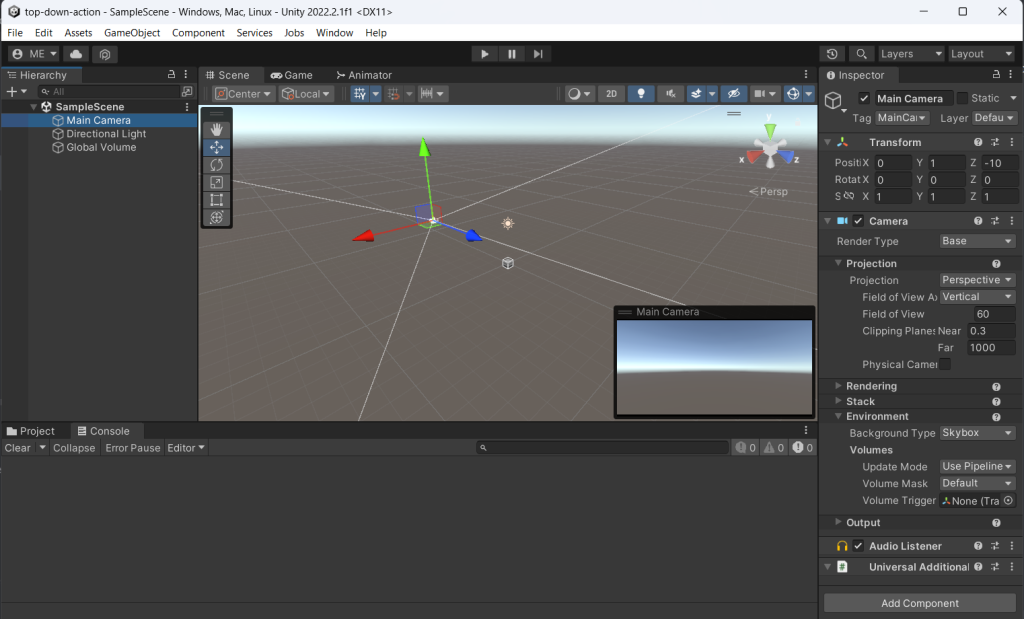 Espace de travail Unity pour l'audio de jeu